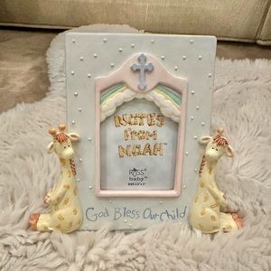 Russ 5.5X6.5" Giraffe Figurine God Bless Child Frame Holds 2.5X3" Photo